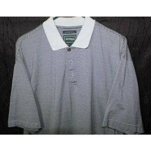 Bolle Golf White & Black Striped Collared Polo , Size: L Mercerized Cotton